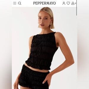 NWT Peppermayo Black Ruched Top size US 4